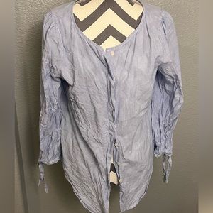 Sanctuary size large blue striped summer button up shirt